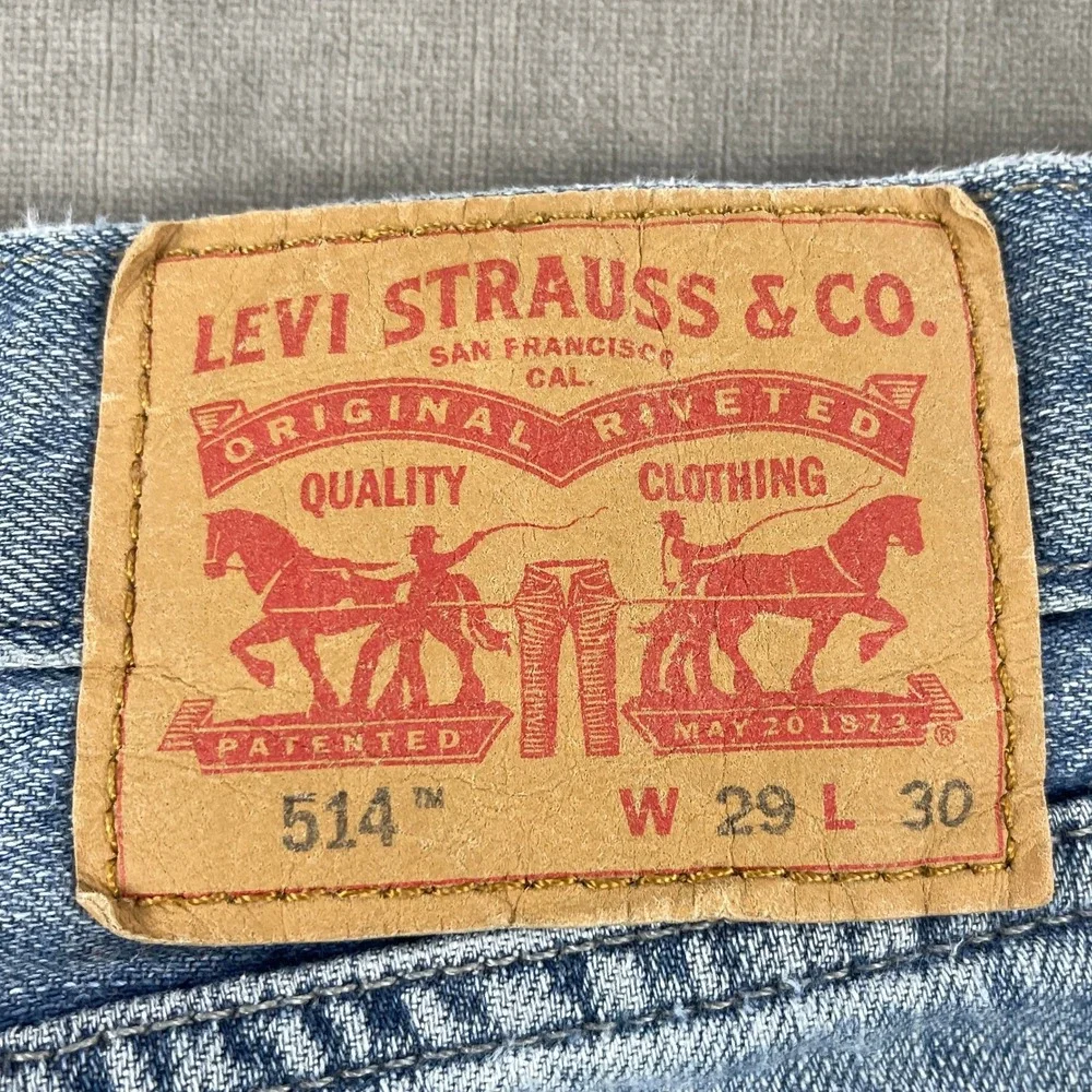 Levi 514 Mens 29x30 Blue Jeans Straight Leg Medium Wash‎ Denim